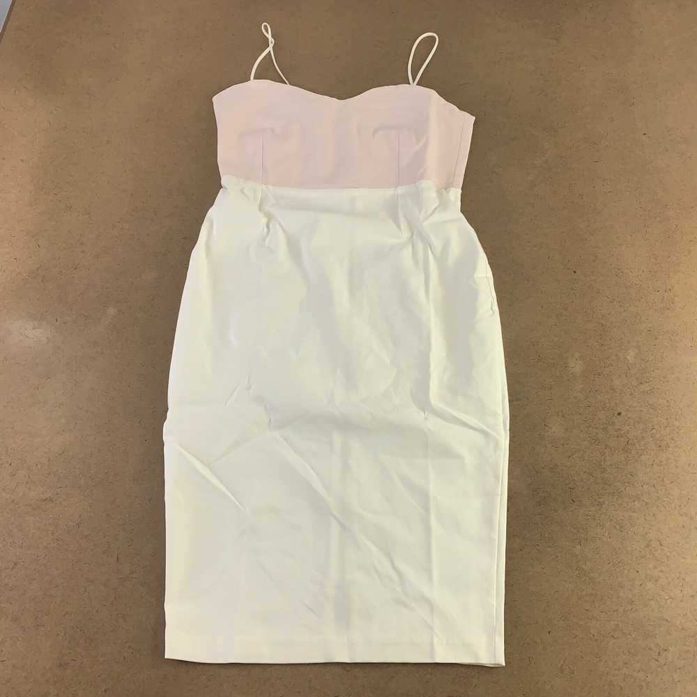 Vesper Women's US Size 10 White Icy Pink Strappy 2 In 1 Bodycon Dress New *Flaw